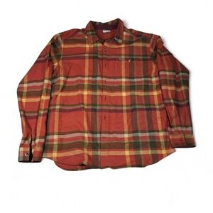 Columbia Plaid Flannel Button Up Shirt Red Green Mens L